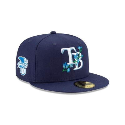 Tampa Bay Rays Gorra | New Era MLB Side Patch Bloom 59fifty Fitted Cap Mexico - Azules